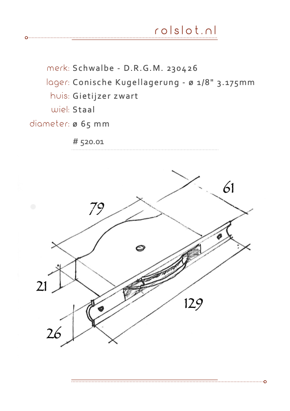 Gietijzer rolslot 65 mm Schwalbe - Afbeelding 5