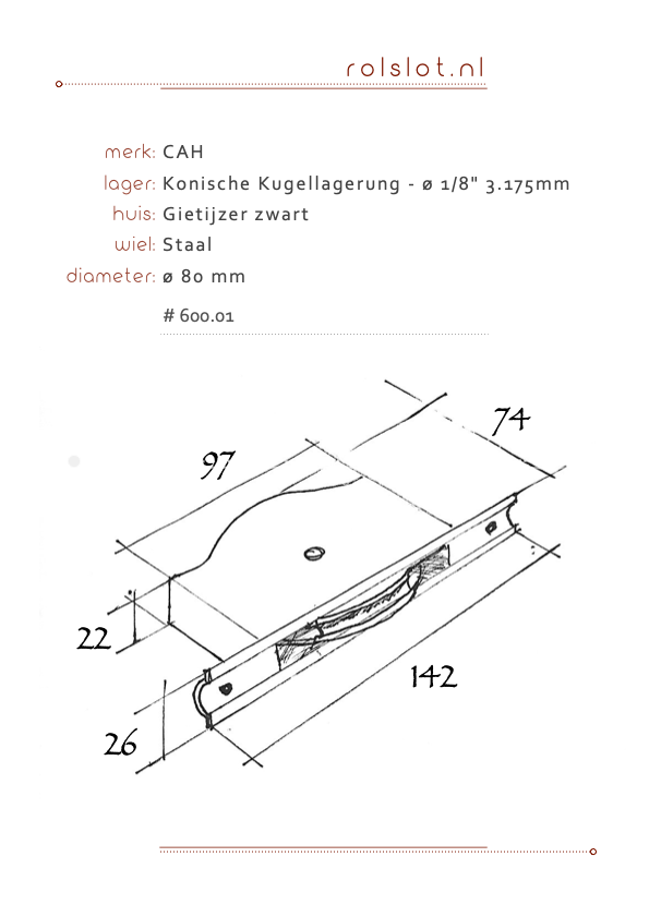 Gietijzer rolslot 80 mm C.A.H. - Afbeelding 2